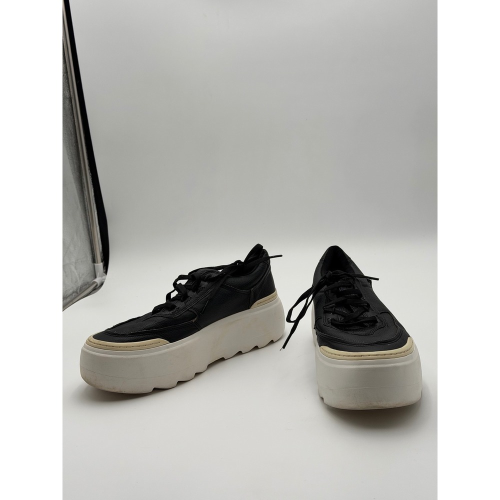 UGG Marin Mega Lace Womens 10 Black Leather Chunky Platform Sneakers Shoes